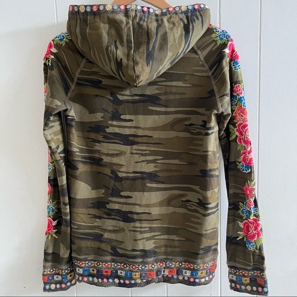 Johnny Was Camo Green Rina Raglan Hoodie Jacket - Picture 12 of 13